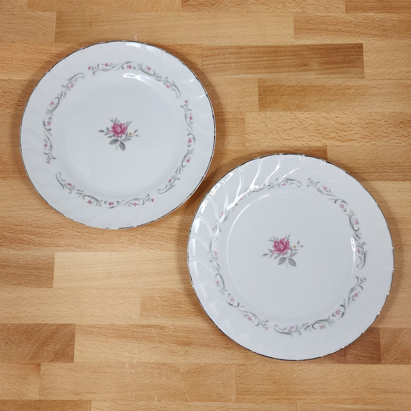 Load image into Gallery viewer, Royal Swirl Bread Plate Set of 2 Pink Rose Flower Fine China Japan Ceramic