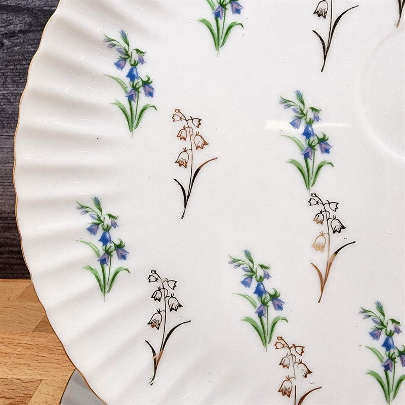 Load image into Gallery viewer, Floral Blue and Lavender Snack Plate Set of 2 Appetizer 9" Tray Ceramic White