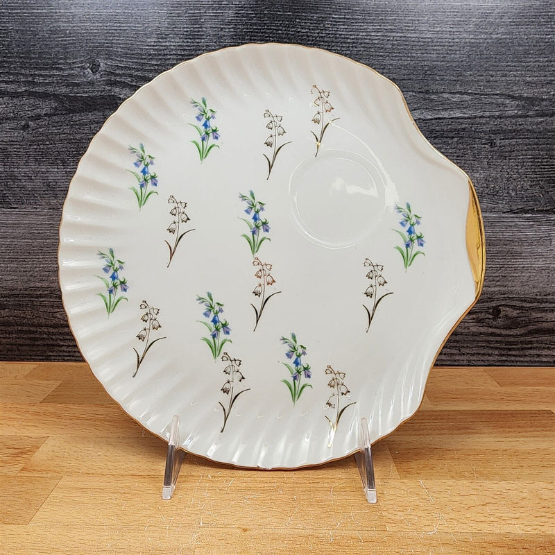 Load image into Gallery viewer, Floral Blue and Lavender Snack Plate Set of 2 Appetizer 9" Tray Ceramic White