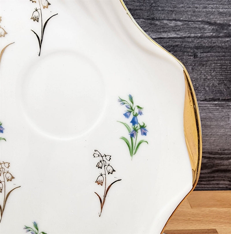 Load image into Gallery viewer, Floral Blue and Lavender Snack Plate with Gold Trim Appetizer Ceramic 9" Tray