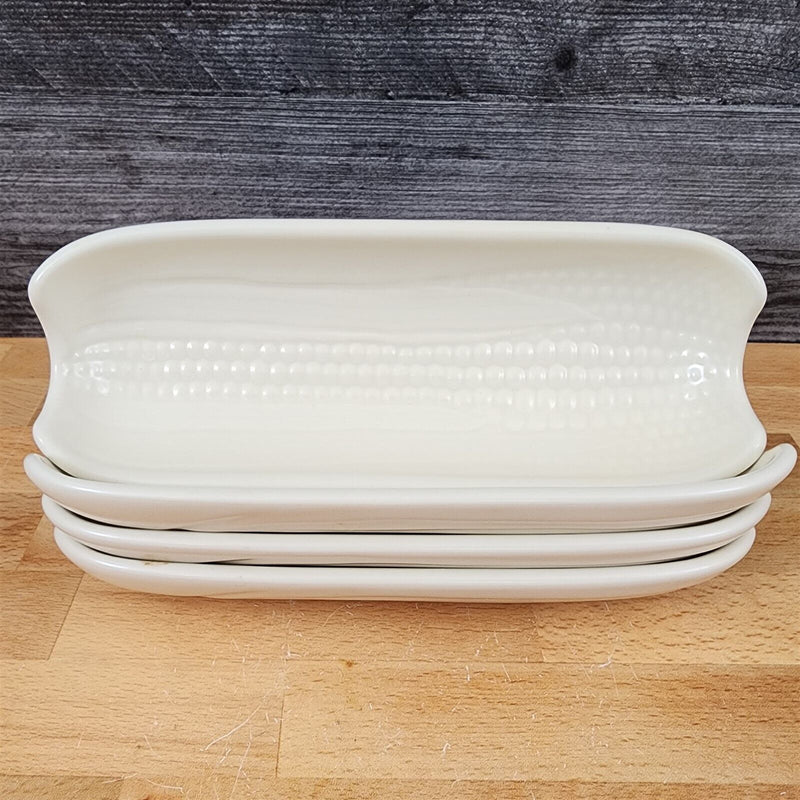Load image into Gallery viewer, Pfaltzgraff Tea Rose Boiled Corn Holder Plate 8.5 in Set of 4 Cream Dinnerware