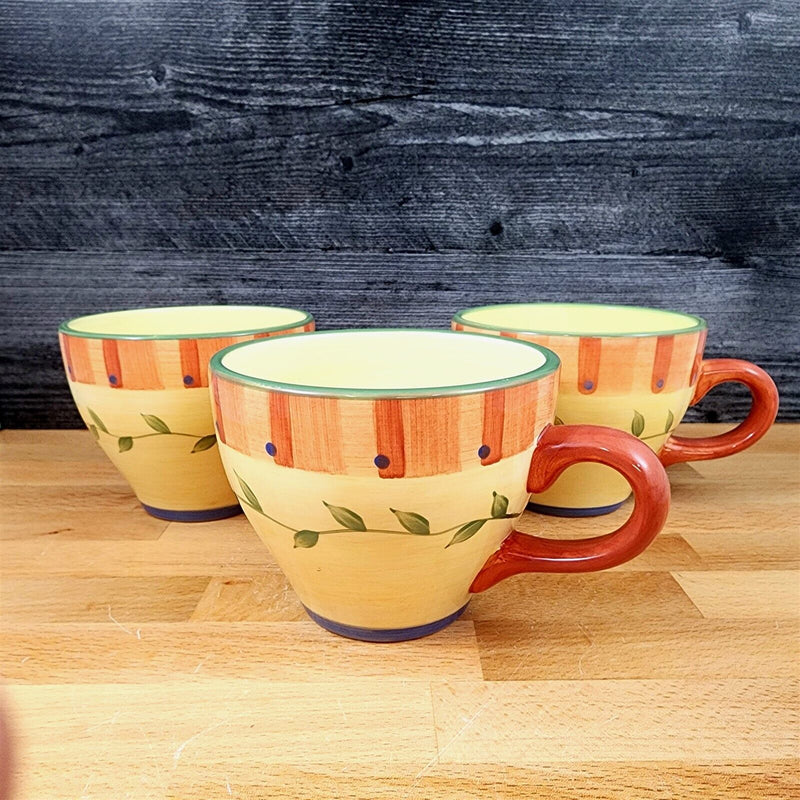 Load image into Gallery viewer, Napoli Pfaltzgraff Coffee Mugs Set of 3 Yellow Red Stoneware Floral 16 oz Cup