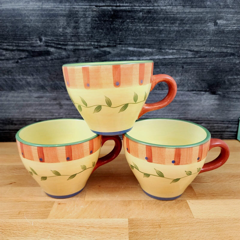 Load image into Gallery viewer, Napoli Pfaltzgraff Coffee Mugs Set of 3 Yellow Red Stoneware Floral 16 oz Cup