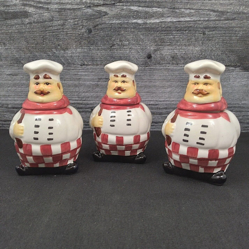 Load image into Gallery viewer, Chef Kitchen Condiment Canister Small Set of 3 Ceramic by Alco Industries