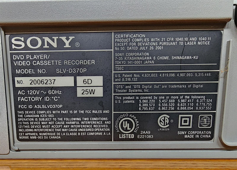 Load image into Gallery viewer, Sony Combo DVD VCR Player Hi-Fi Stereo VHS Recorder SLV-D370P No Remote Working