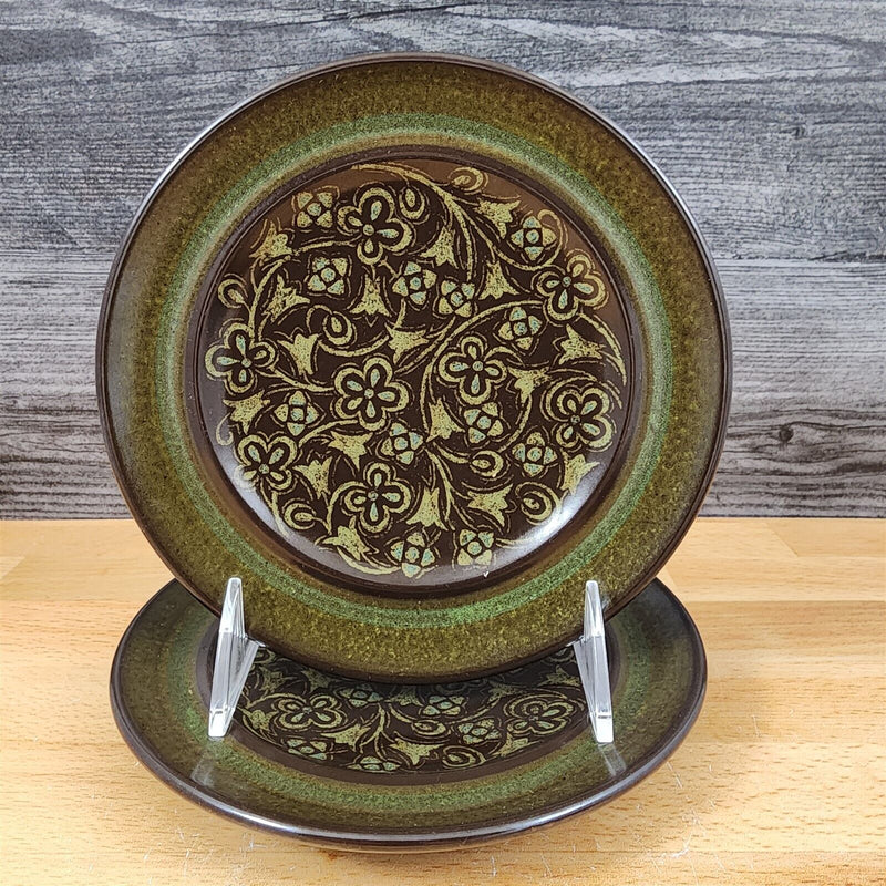 Load image into Gallery viewer, Franciscan Madeira Brown Set of 2 Bread Butter Plate 6 3/4 USA TV Stamp Olive
