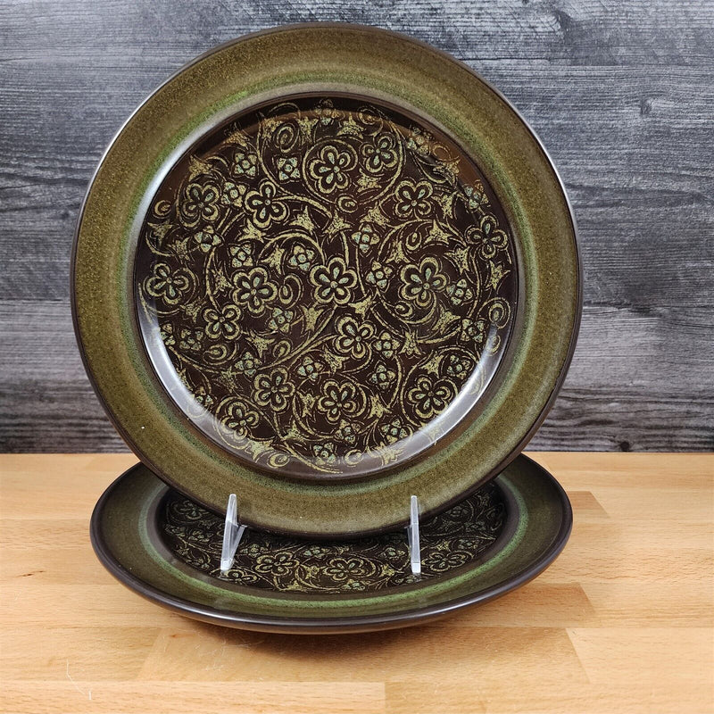 Load image into Gallery viewer, Franciscan Madeira Brown 2 Dinner Plate Set 10 1/2" USA TV Stamp Olive Green Vtg