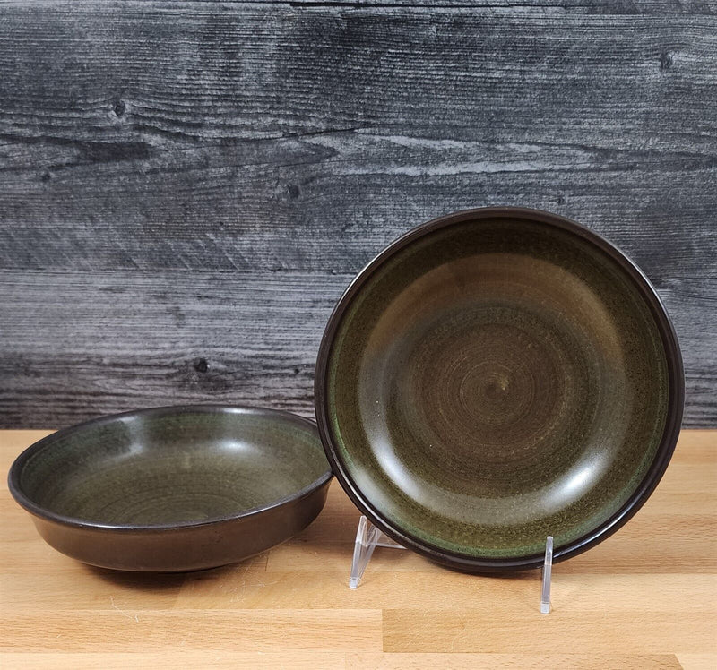 Load image into Gallery viewer, Franciscan Madeira Brown 2 Soup or Cereal Bowl Set Green Olive USA TV Stamp Vtg