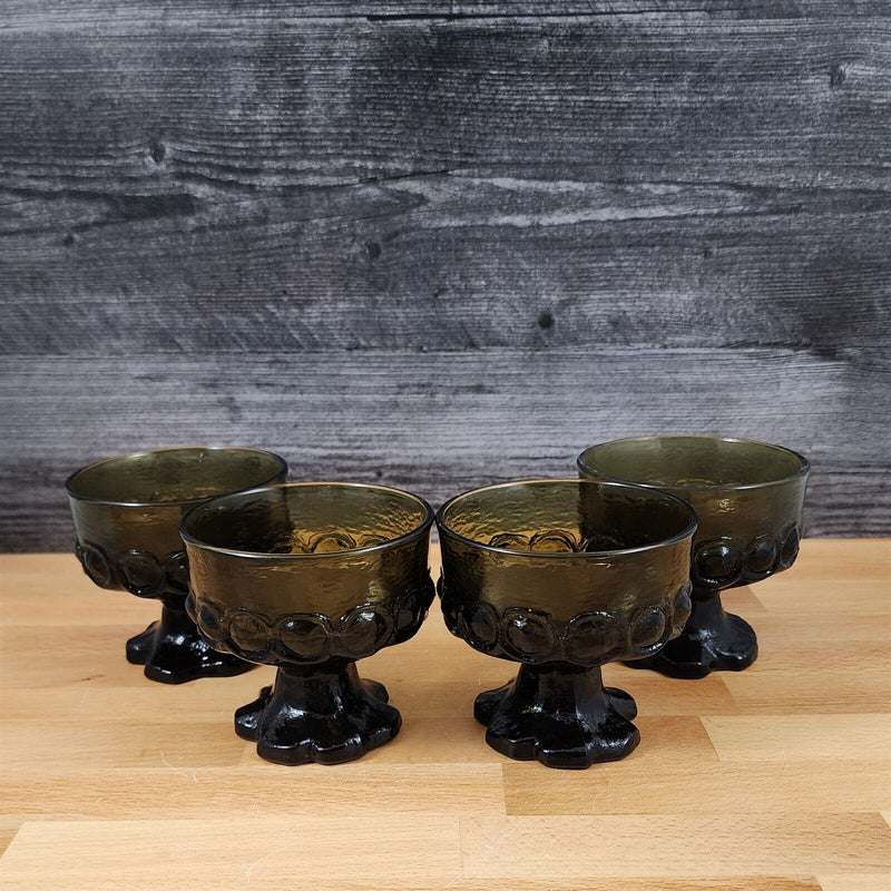 Load image into Gallery viewer, Franciscan Madeira 4 Glass Set Olive Green Champagne Short Sherbet Gothic Vtg