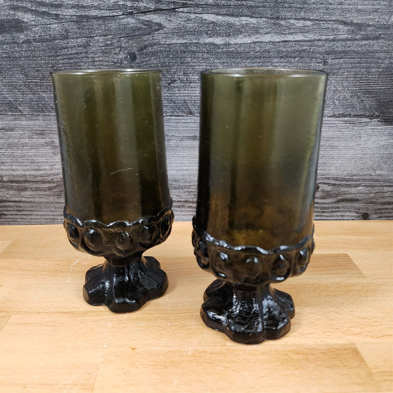 Load image into Gallery viewer, Franciscan Madeira 2 Olive Green Ice Tea Glass Set 6.5" Gothic Tumbler Vintage