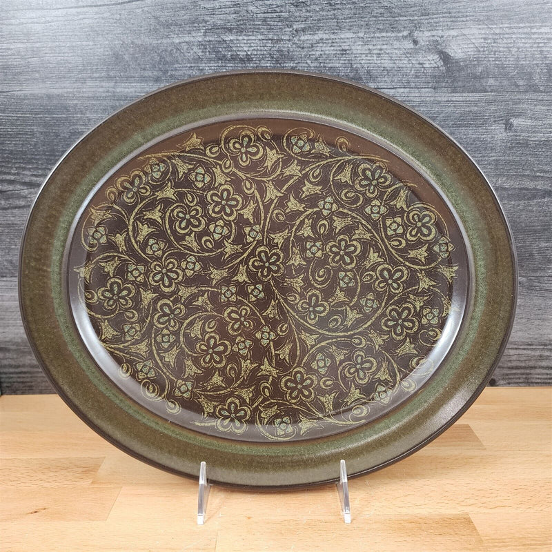 Load image into Gallery viewer, Franciscan Madeira Brown Oval Serving Platter 13.5" Floral Green US TV Stamp Vtg