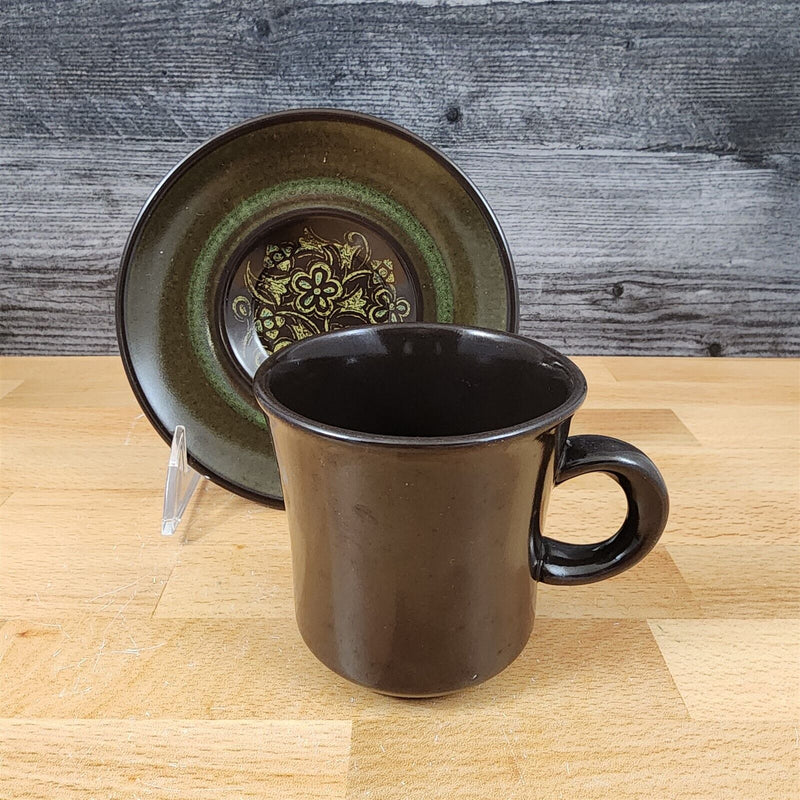 Load image into Gallery viewer, Franciscan Madeira Brown 4 Tea Cups & Saucer Set Olive Green 8 oz Mug Vtg