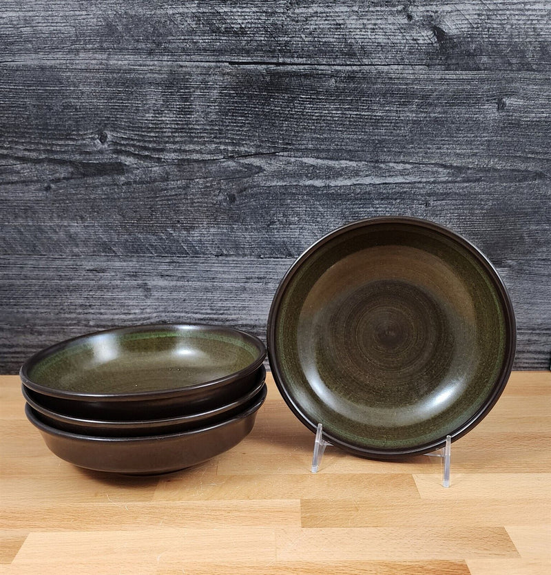 Load image into Gallery viewer, Franciscan Madeira Brown 4 Soup Cereal Bowl Set Olive Green USA TV Stamp Vtg