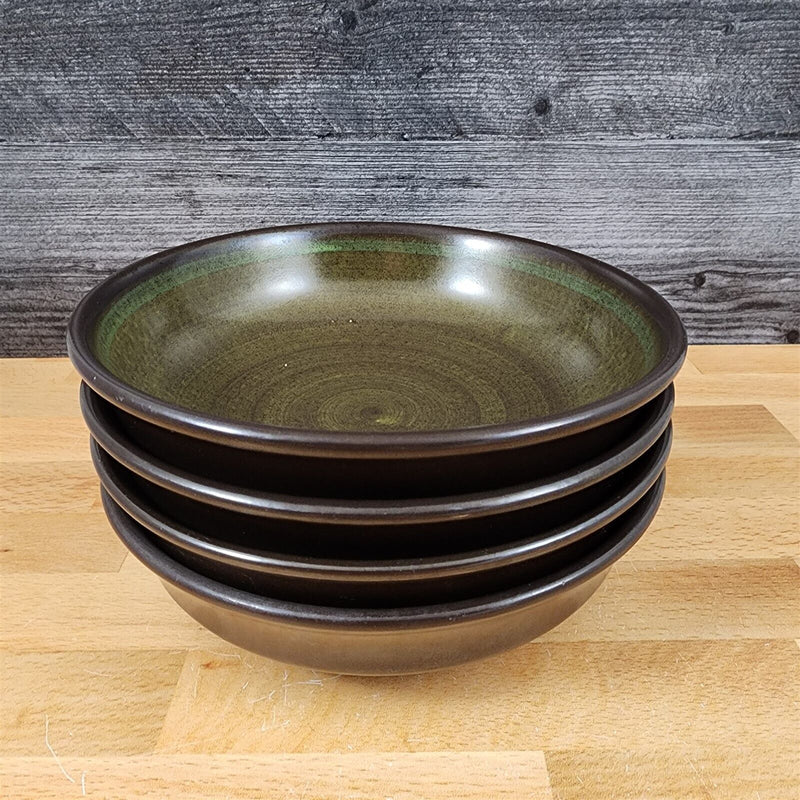 Load image into Gallery viewer, Franciscan Madeira Brown 4 Soup Cereal Bowl Set Olive Green USA TV Stamp Vtg