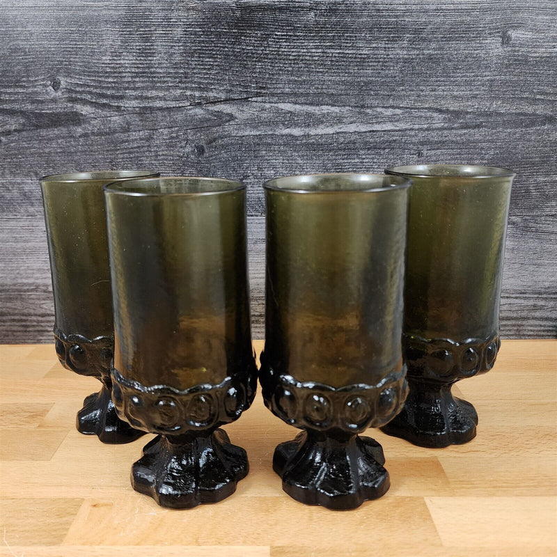 Load image into Gallery viewer, Franciscan Madeira Set of 4 Olive Green Ice Tea Glasses 6.5" Gothic Tumbler
