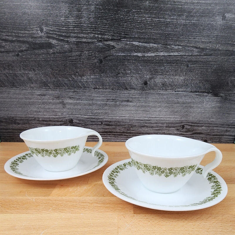 Load image into Gallery viewer, Corelle Corning Spring Blossom Set of 2 Flat Cup & Saucer with Hook Handle Mugs