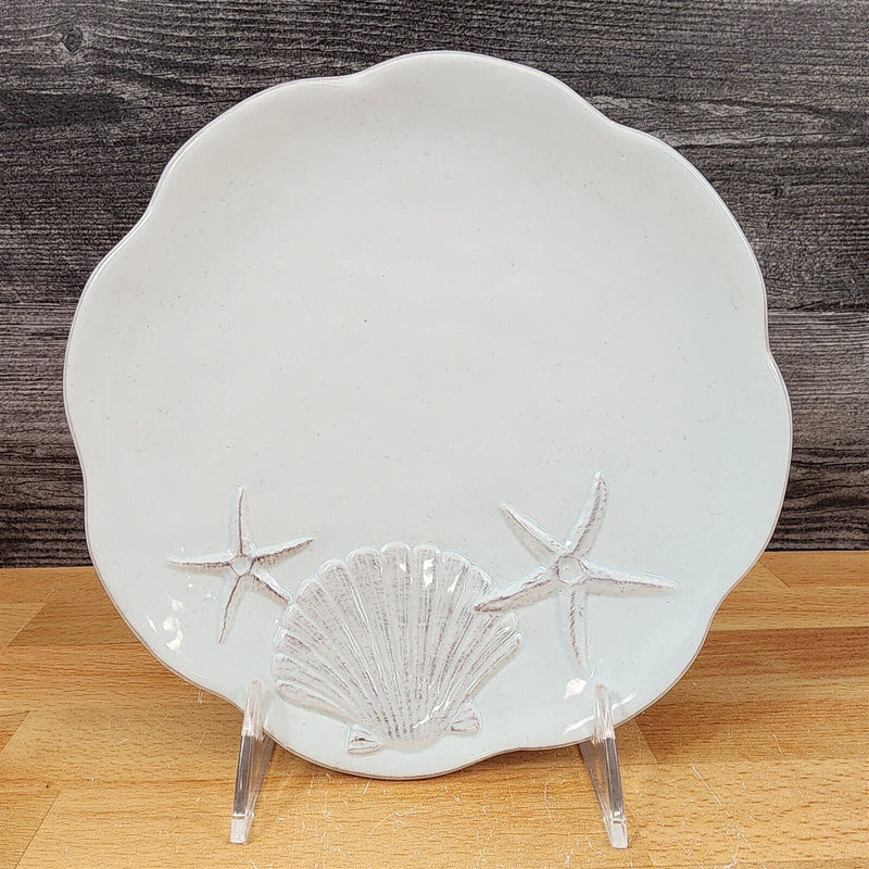 Load image into Gallery viewer, Laguna Coastal Seafoam Blue Serving Tray Salad Plate Ceramic Sea Shell Blue Sky