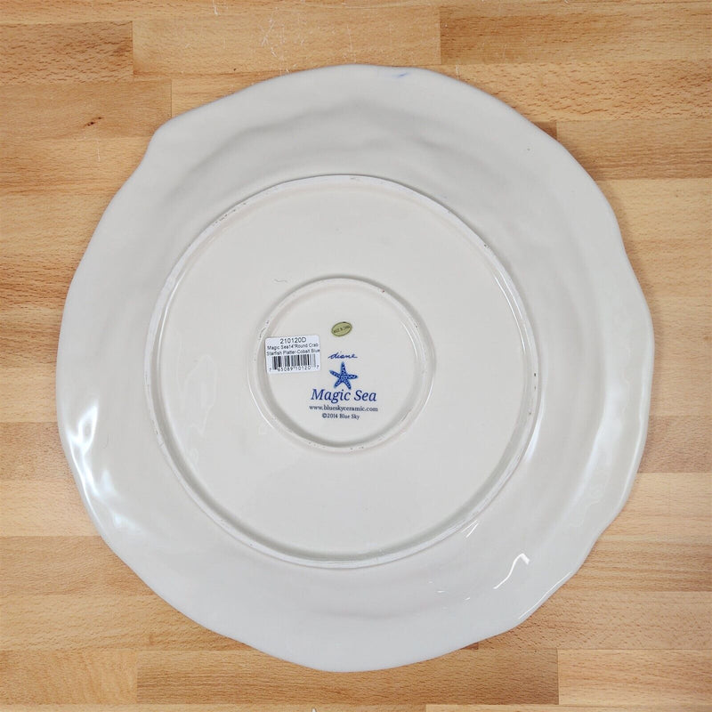 Load image into Gallery viewer, Blue Magic Sea Turtle Plate Embossed 14" Round Platter Nautical by Blue Sky