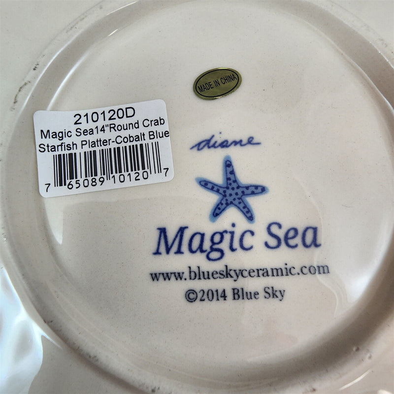 Load image into Gallery viewer, Blue Magic Sea Turtle Plate Embossed 14" Round Platter Nautical by Blue Sky