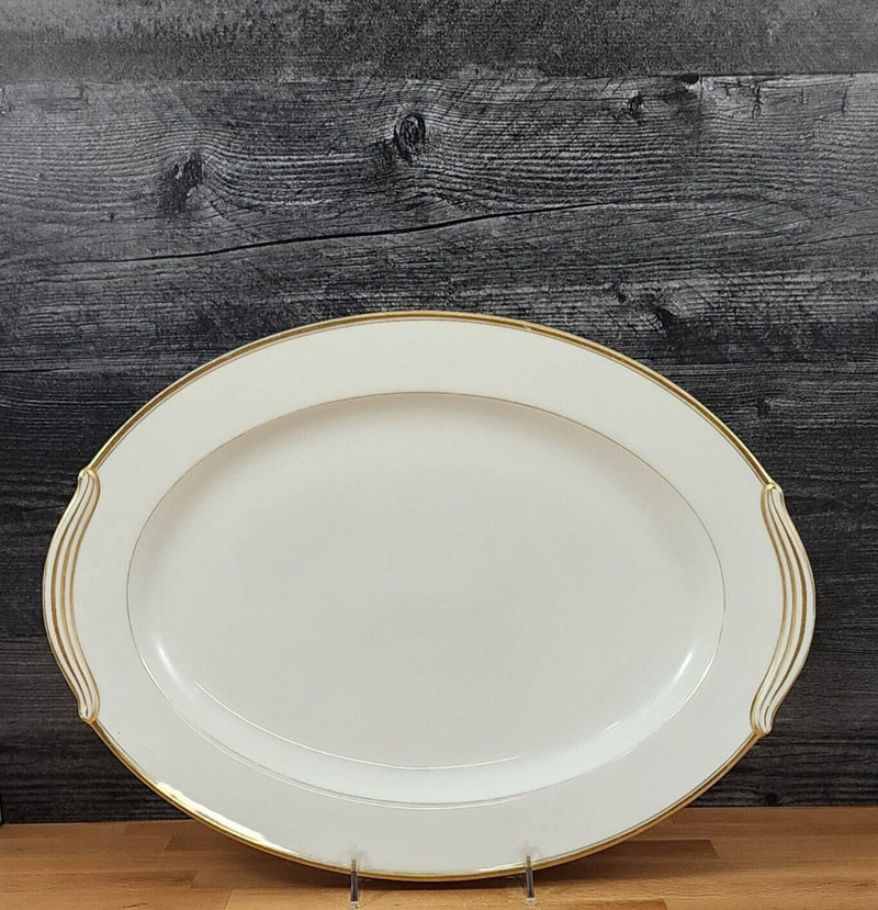 Load image into Gallery viewer, Noritake Goldart Oval Serving Platter White Ceramic Gold Trim 12" Plate 5290