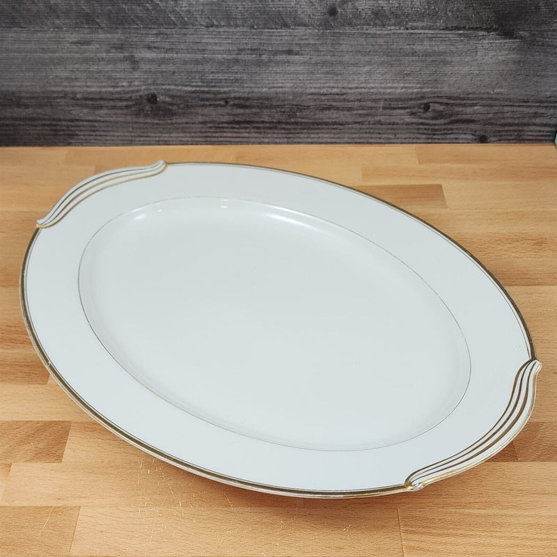 Load image into Gallery viewer, Noritake Goldart Oval Serving Platter White Ceramic Gold Trim 16" Plate 5290