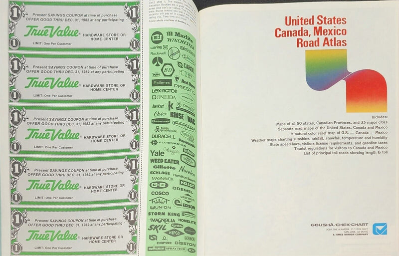 Load image into Gallery viewer, 1982 True Value United State Highway Transportation Travel Road Map Atlas