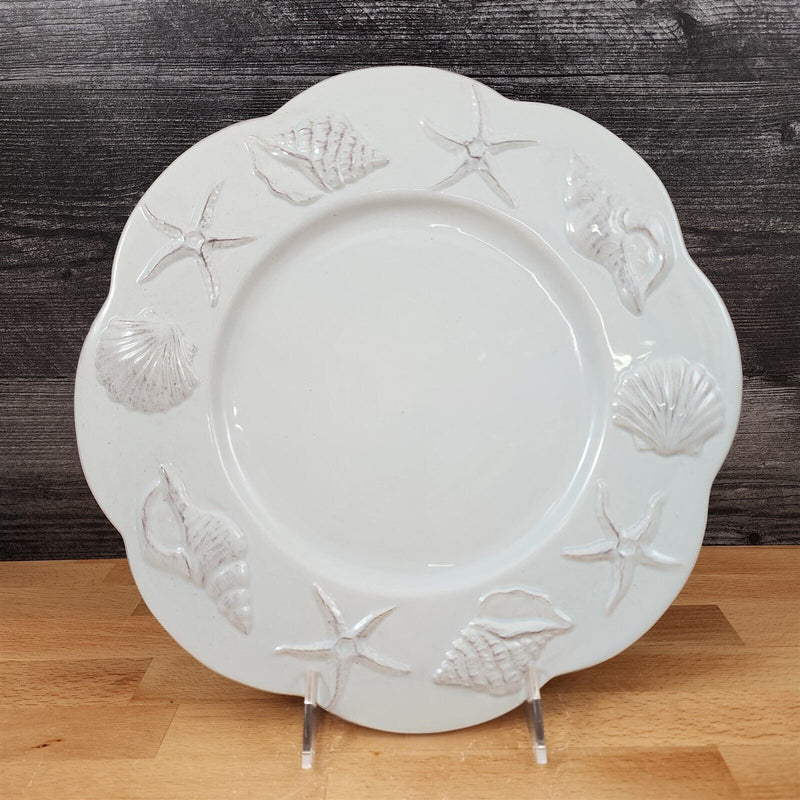 Load image into Gallery viewer, Laguna Coastal Seafoam Blue Serving Plate Ceramic Sea Shell Platter Blue Sky