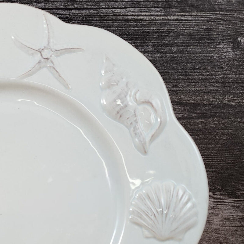 Load image into Gallery viewer, Laguna Coastal Seafoam Blue Serving Plate Ceramic Sea Shell Platter Blue Sky