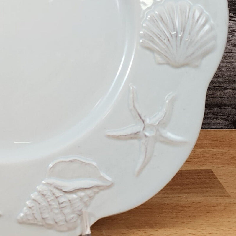 Load image into Gallery viewer, Laguna Coastal Seafoam Blue Serving Plate Ceramic Sea Shell Platter Blue Sky