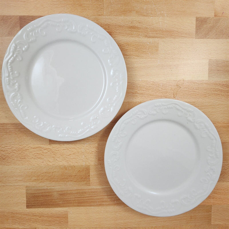 Load image into Gallery viewer, Pfaltzgraff Charlotte Set of 2 Salad Plate 7” 19 cm White Embossed Dinnerware