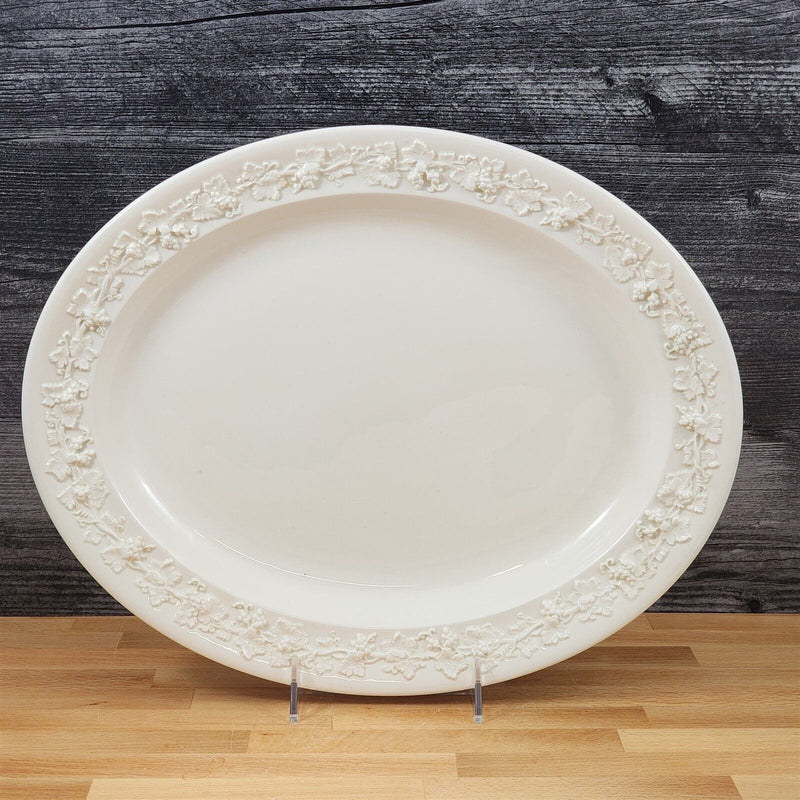 Load image into Gallery viewer, Wedgwood Cream Oval Serving Platter Embossed 14" Queens Ware Etruria Barlaston
