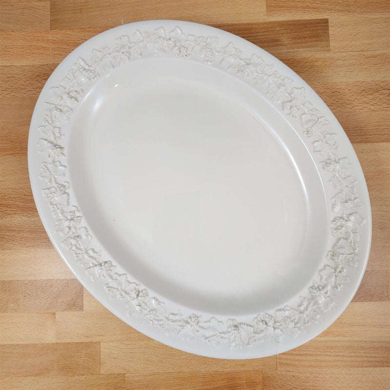 Load image into Gallery viewer, Wedgwood Cream Oval Serving Platter Embossed 14" Queens Ware Etruria Barlaston