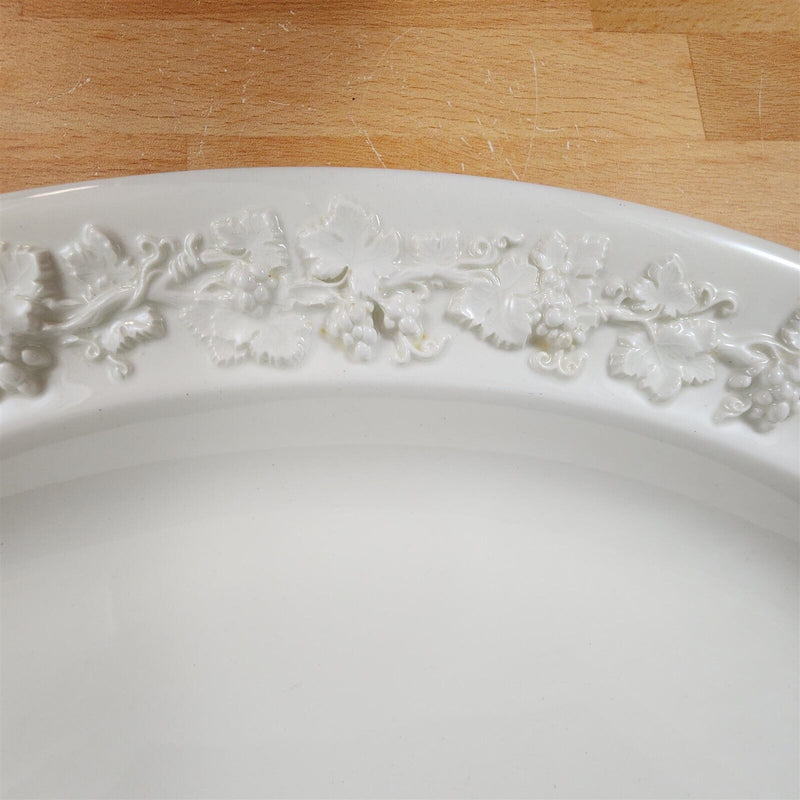 Load image into Gallery viewer, Wedgwood Cream Oval Serving Platter Embossed 14" Queens Ware Etruria Barlaston
