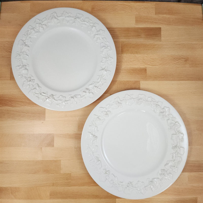 Load image into Gallery viewer, Wedgwood Cream 2 Dinner Plate Set Queens Ware 2" Embossed Rim Etruria Barlaston