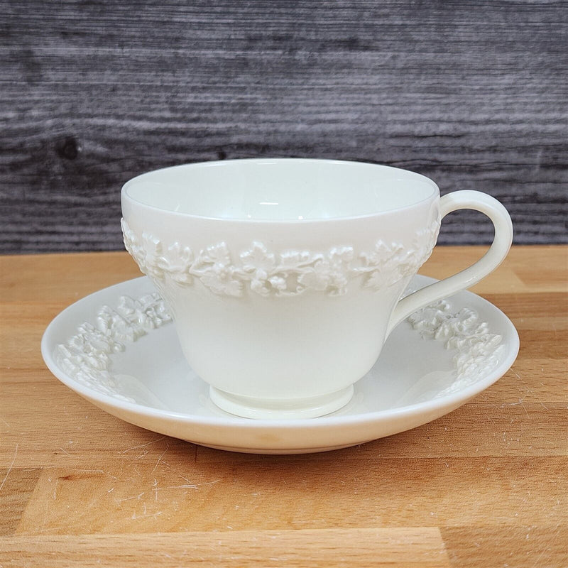 Load image into Gallery viewer, Wedgwood Cream Tea Cup & Saucer 4 Set Embossed Mug Queens Ware Etruria Barlaston