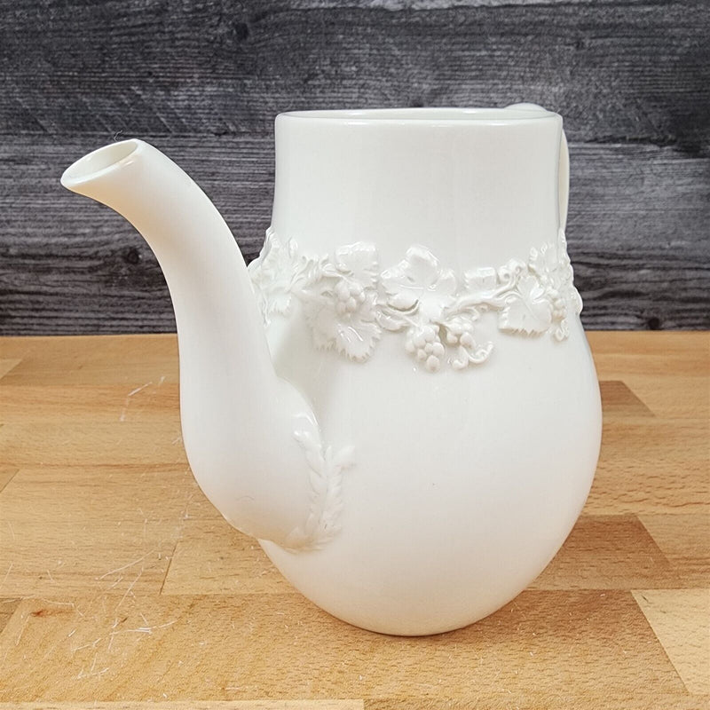 Load image into Gallery viewer, Wedgwood Cream Coffee Pot & Lid Plain Edge Embossed Queen Ware Etruria Barlaston