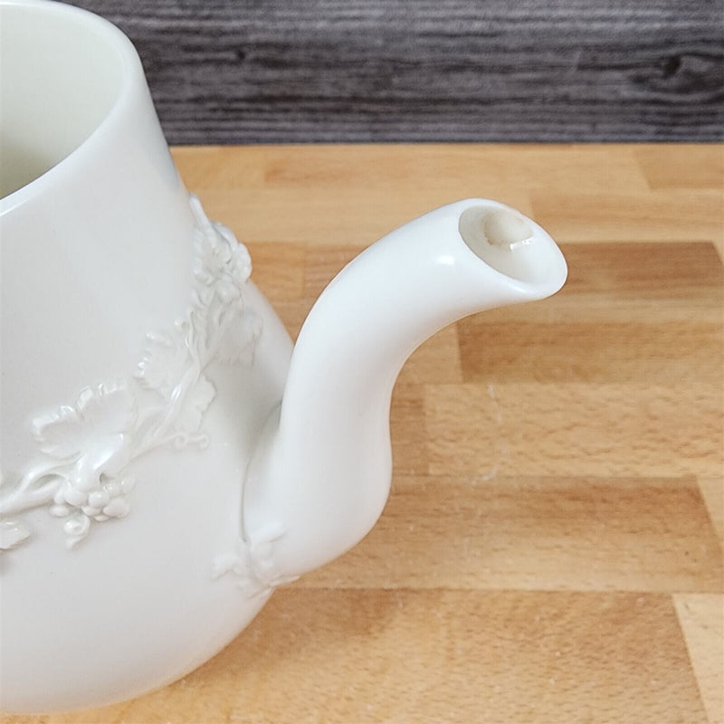 Load image into Gallery viewer, Wedgwood Cream Coffee Pot & Lid Plain Edge Embossed Queen Ware Etruria Barlaston