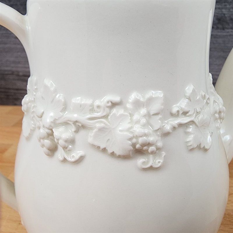 Load image into Gallery viewer, Wedgwood Cream Coffee Pot & Lid Plain Edge Embossed Queen Ware Etruria Barlaston