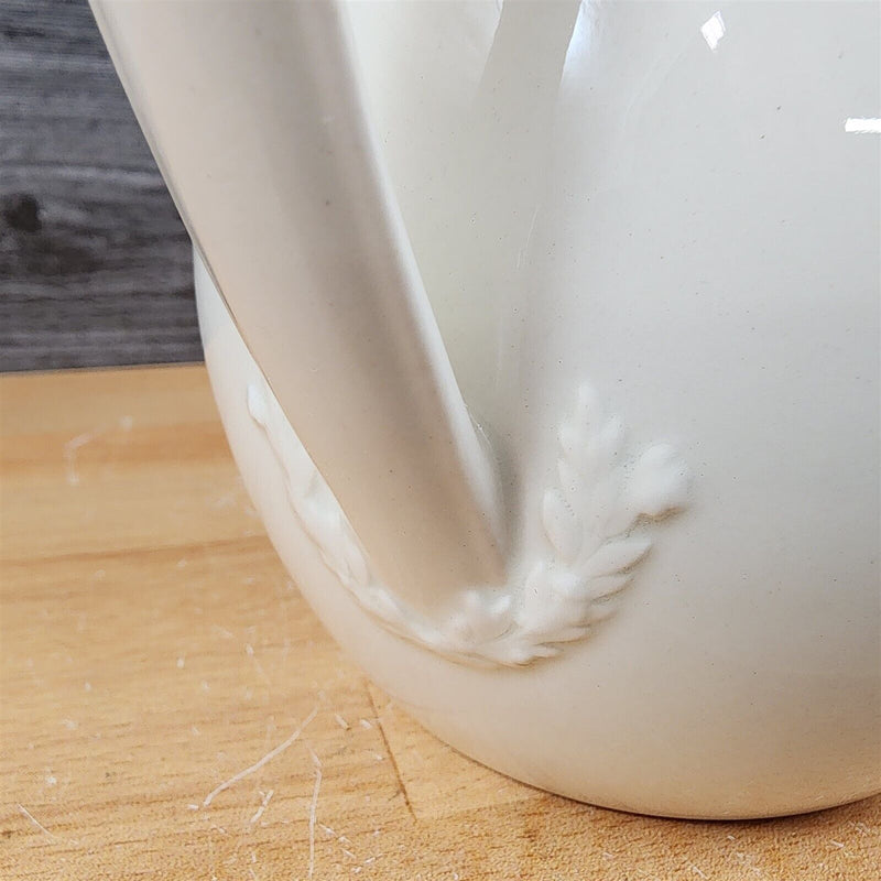 Load image into Gallery viewer, Wedgwood Cream Coffee Pot & Lid Plain Edge Embossed Queen Ware Etruria Barlaston