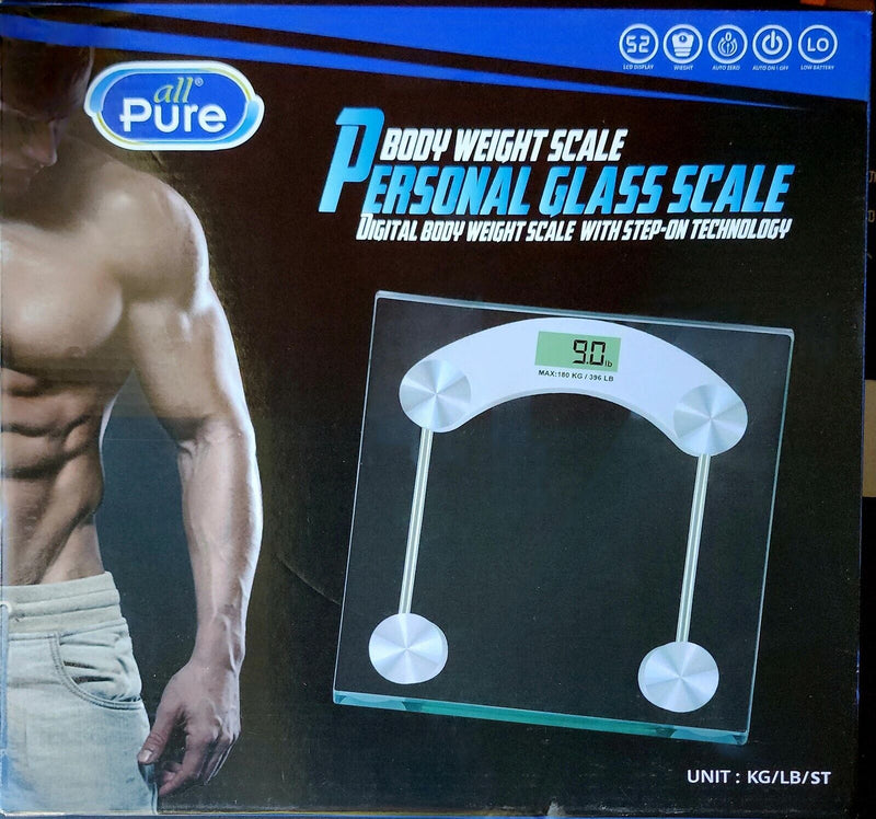 Load image into Gallery viewer, Digital Glass Bath Scale For Body Weight Bathroom 400 Lb Cap Square Non Slip