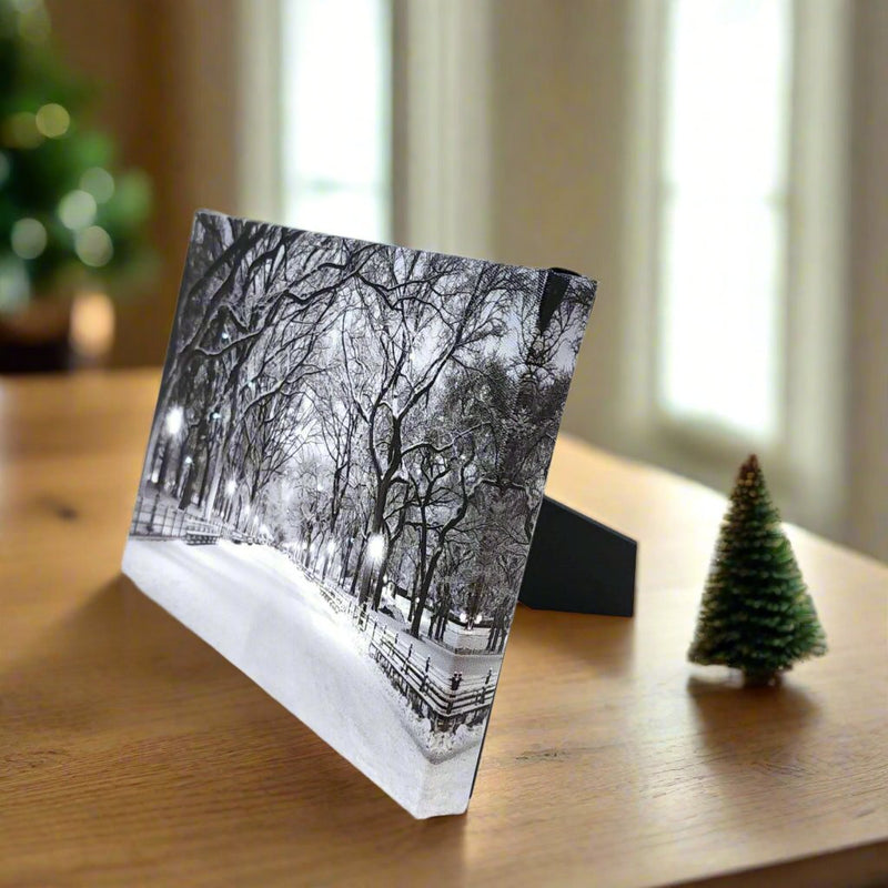 Load image into Gallery viewer, Winter Snowy Path LED Light Up Lighted Canvas Picture Wall or Tabletop Art