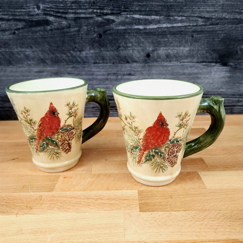 Load image into Gallery viewer, Male Cardinal And Pine Cones Set of 2 Mug by Pacific Rim Coffee Tea Cup