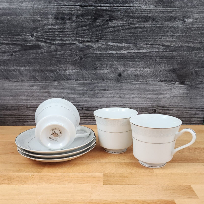 Load image into Gallery viewer, Bluedale 3 Tea Cup & Saucer Set Coffee Mug Ceramic Blue Flowers Fine China Japan