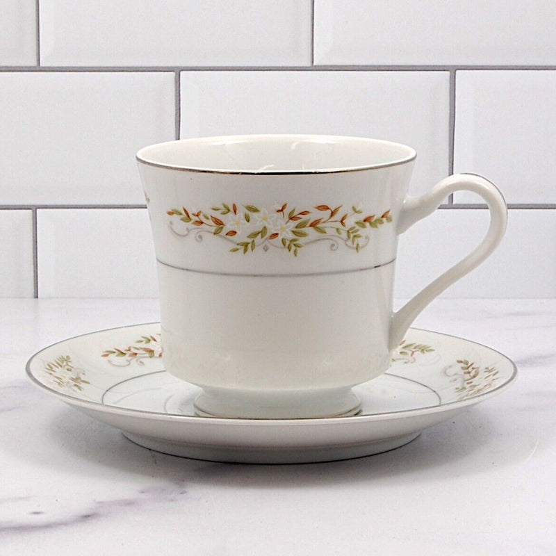 Load image into Gallery viewer, Springtime 2 Saucer & Cup Set for Tea or Coffee Mug Ceramic International Silver