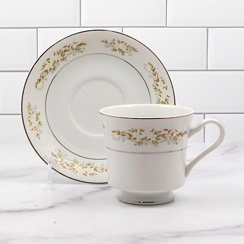 Load image into Gallery viewer, Springtime Saucer & Cup for Tea or Coffee Mug Ceramic International Silver