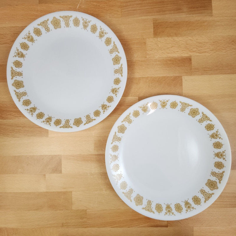 Load image into Gallery viewer, Corelle Corning Butterfly Gold 2 Salad Plate Set Ceramic 8 1/2" Floral Rim