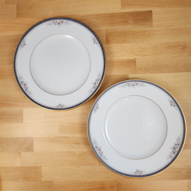 Load image into Gallery viewer, Noritake Ontario Salad Plate Set of 2 Pink Flowers Blue Gold Band 8” 3763