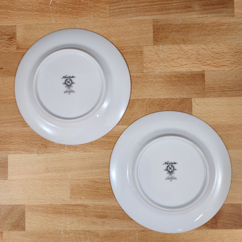 Load image into Gallery viewer, Noritake Ontario Bread Butter 2 Plate Set 6.5" Pink Flowers Blue Gold Band 3763