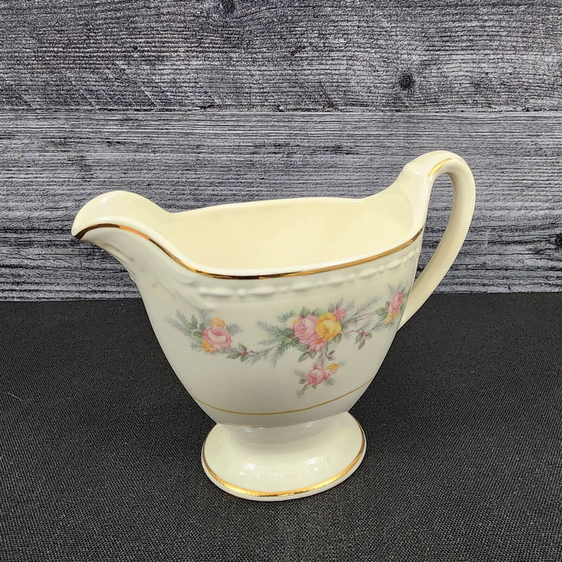 Load image into Gallery viewer, Homer Laughlin Countess Georgian Eggshell Creamer Yellow & Pink Flowers E49N5
