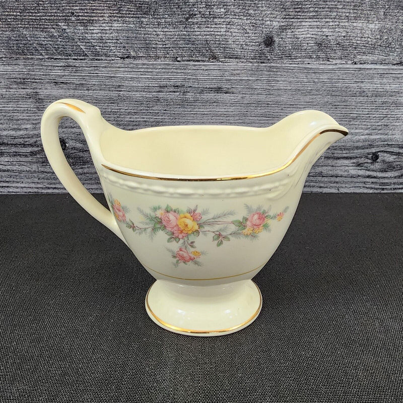 Load image into Gallery viewer, Homer Laughlin Countess Georgian Eggshell Creamer Yellow & Pink Flowers E49N5